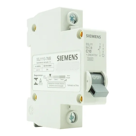 Disjuntor Siemens Unipolar Curva C 10a 16a 20a 25a 32a 5sj