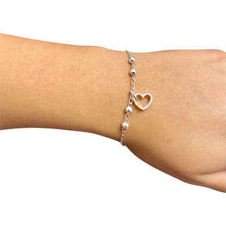 Pulsera Corazón Remache Plata Ley .925 Pulsera Corazón Remache Plata Ley .925