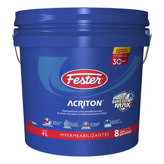 Impermeabilizante Acrílico Fester Acriton 8 años Rojo 4lts