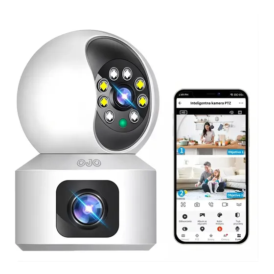 Ojo 2K Doble Pantalla Cámara De Seguridad Full Hd Con Alarma Camaras Wifi Camara De Vigilancia Interior 0637