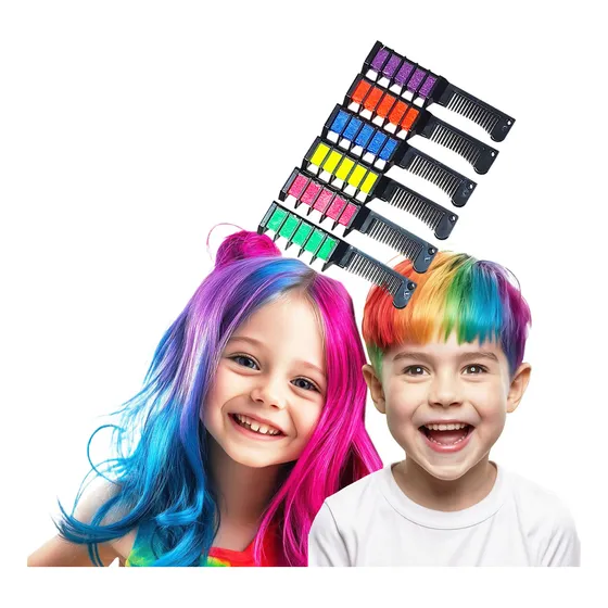 Giz Cabelo Tintura Temporária Kit 6 Cores Sortidas Infantil