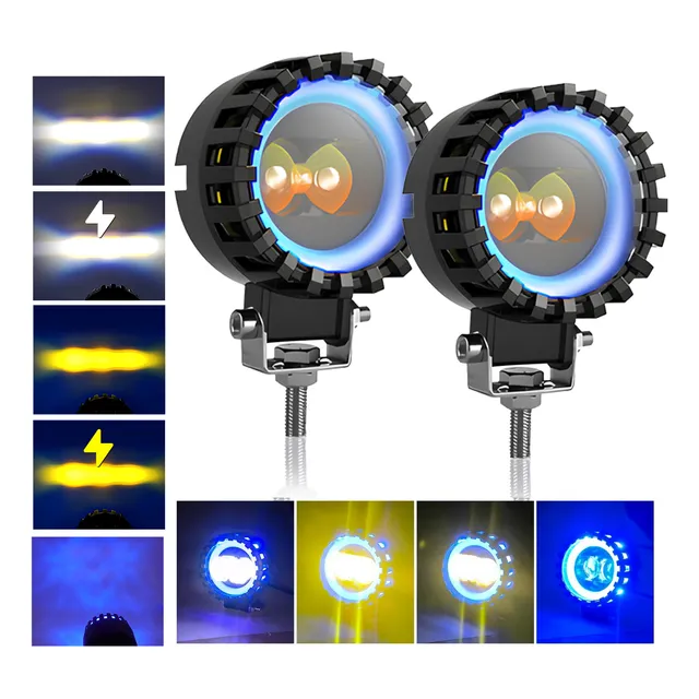 Par Lupa Auto Moto Led Niebla Ojos De Ángel 3 Colores
