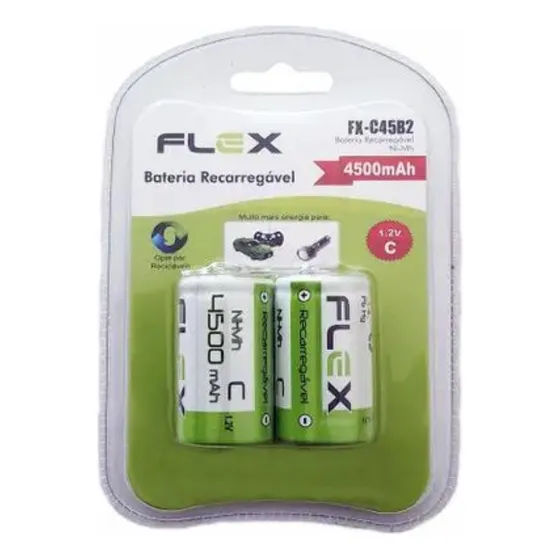 Bateria Pilha C Lr14 Recarregável 1,2v Cartela C/2 4500 Mah