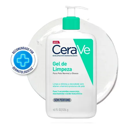 Gel de Limpeza Facial Pele Oleosa 3 Ceramidas e Niacinamida CeraVe 454g