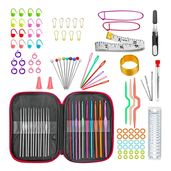 Set Crochet 100 Piezas Agujas Acero Accesorios Tijera Kit