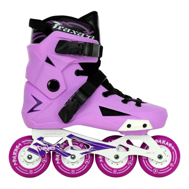 Patins Inline Freestyle Revolt Lilás Base Branca Traxart Patins Inline Freestyle Revolt Lilás Base Branca Traxart