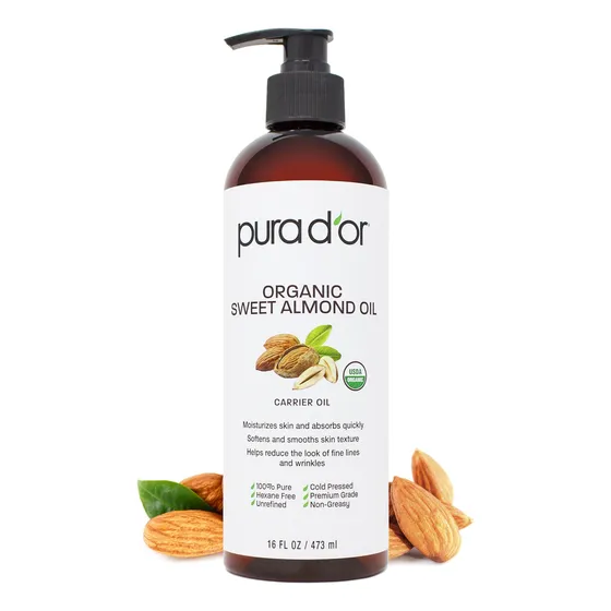 Aceite De Almendras Dulces Pura D'or 473 Ml 100% Orgánico Pu