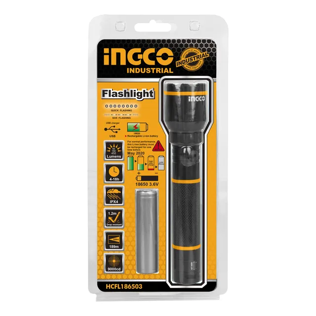 Linterna Cree Led 5w 16cm Ingco Bateria Litio Recargable