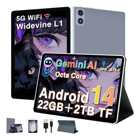 Tablet Android 14 10,1 Polegadas Hd 22 Gb Ram 128 Gb Rom (2tb Tf Max) Wi-fi Procesador Octa-core Bateria De 8000 Mah Bt5.0 Tela Ips Con Protetor Compatível Para Estudos E Trabalho Roblox Youtube Azul