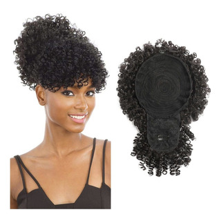 Rabo De Cavalo Da Extensão Do Coque Do Cabelo Afro Com Franj Rabo De Cavalo Da Extensão Do Coque Do Cabelo Afro Com Franj