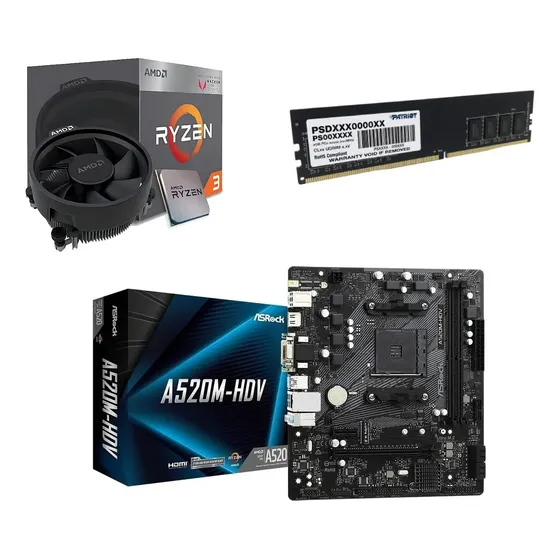 Combo Act Asrock A520m-hdv Ryzen 3 3200g 8gb 3200