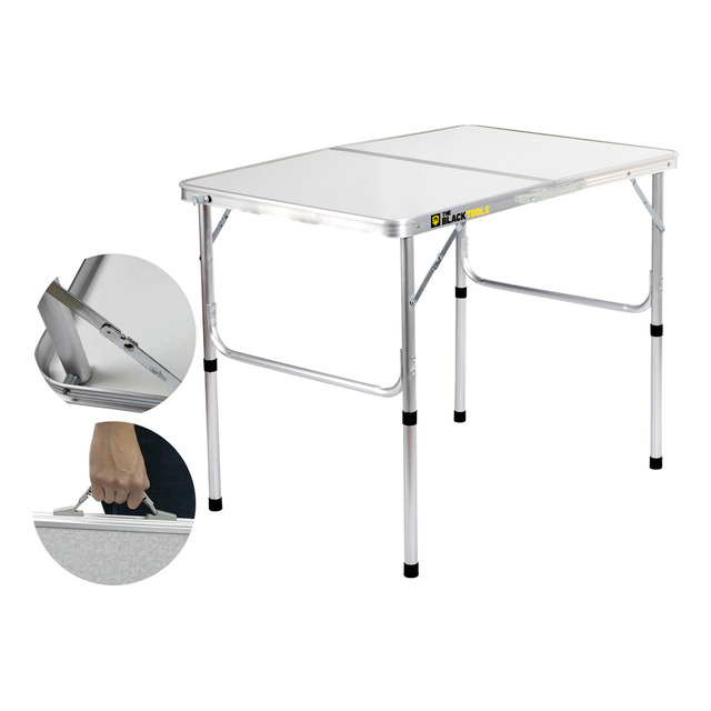 Mesa Dobrável Alumínio 90x60cm Vira Maleta Com Alça Portátil Camping Praia The Black Tools Mesa Dobrável Alumínio 90x60cm Vira Maleta Com Alça Portátil Camping Praia The Black Tools