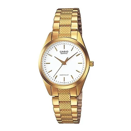 Reloj Casio Ltp_1274g_7a Cuarzo Mujer Color de la correa Dorado Color del bisel Dorado Color del fondo Blanco