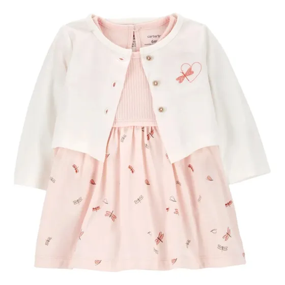 Vestido Abrigado Rosa Floral 2 Pzs 1210 Carter's