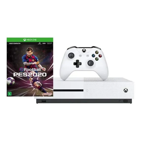 Microsoft Xbox One S 1TB Pro Evolution Soccer 2020 cor branco