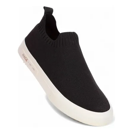 Tênis Feminino Coca Cola Stamp Casual Slip On Confortável Preto Lisa 40