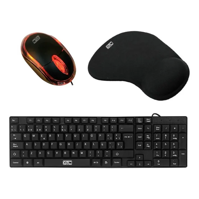 Combo Gtc Mouse Óptico Teclado Usb Pad Mousepad