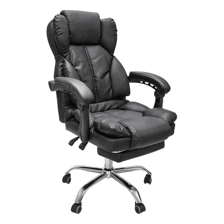 Silla De Escritorio y Oficina Ergonómica Top Living Peace Acolchada Apoyapies Color Negro Ejecutiva con Ruedas y Pistón