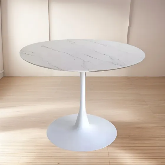 Mesa Tulip Simil Marmol Mdf 1 Metro De Diámetro Emuebles Simil Marmol Blanco
