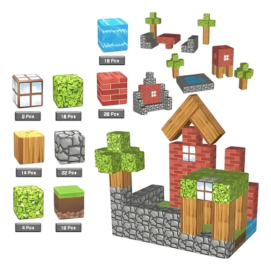Juguete Magnético De Mine-craft 100 Unidades De Bloque Mag | Cuotas sin interés
