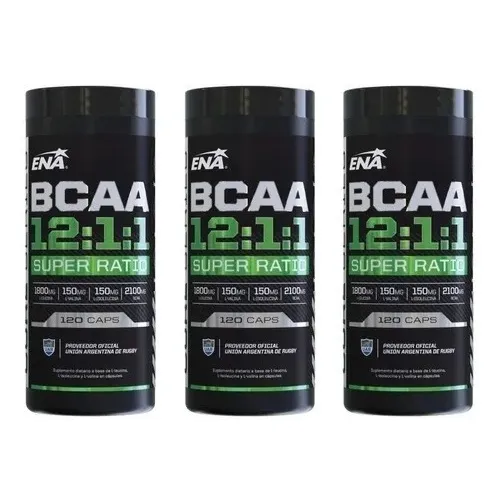 3 Amino Bcaa 12:1:1 Masa Muscular Ramificados Ena X120 Caps