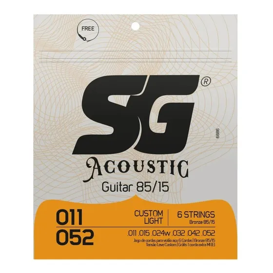 Jogo De Cordas Sg Violão Aço 011 Custom Light Bronze 85/15