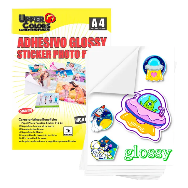 Papel Fotografico Adhesivo X 50 Hojas Upper colors A4