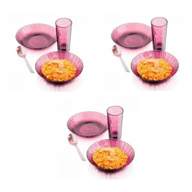 3 Vajillas 12 Piezas Uva Crisa Plato Vaso Y Cuchara Envio Gr