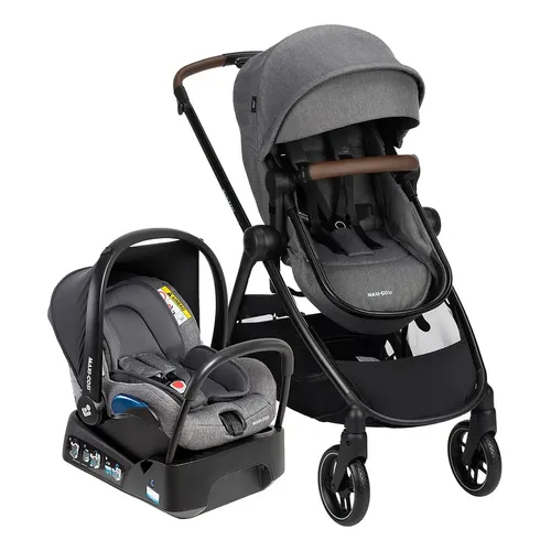 Carrinho de Passeio 3 em 1 KikkaBoo Modena Preto com Sistema de