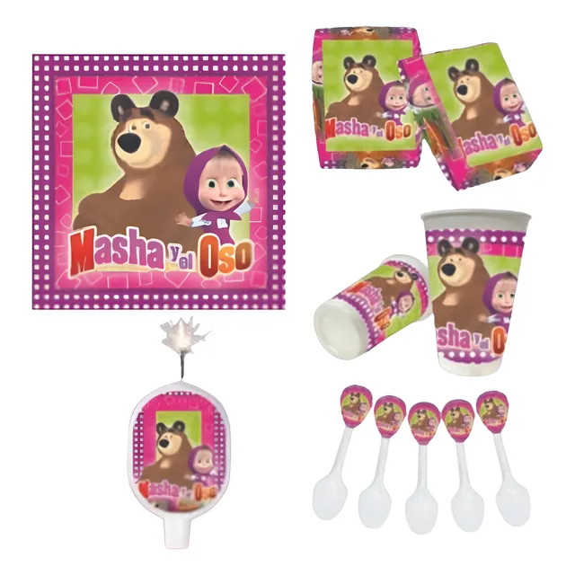 Kit De Fiesta Masha Y El Oso Para Cumpleaños Niñas