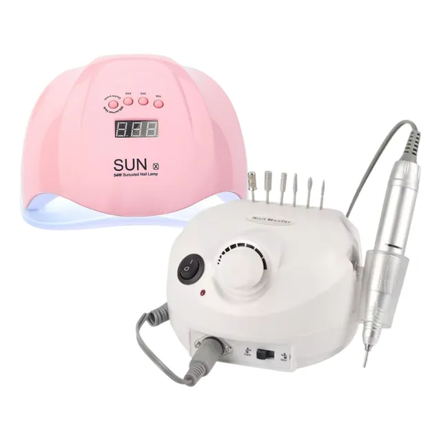 Combo Lampara Uñas 54w Gel Semi Uv/led + Pulidor Profesional