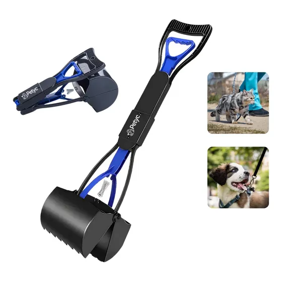 Pá Pega Coletora Pet Coletor Fezes Cocô Cachorro Gato 60cm Cor Azul