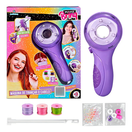Maquina Trança Colorida Cabelo Infantil Elasticos Polibrinq Maquina Trança Colorida Cabelo Infantil Elasticos Polibrinq