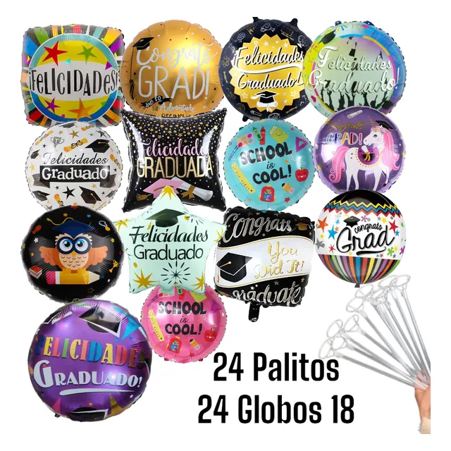 Globo Metalizado Graduación Birrete Grado Globos Látex