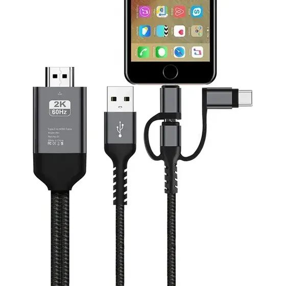 Adaptador De Cable Hdmi 3 En 1 Tipo C/micro/iPhone Mhl 