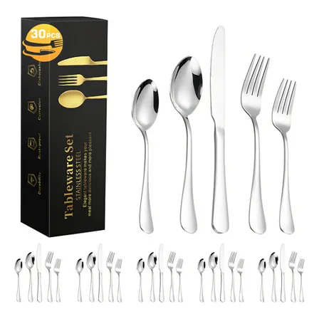 Juego De Cubiertos Topon 30 Piezas Acero Inoxidable Plateado