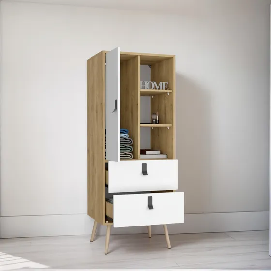 Comoda Alta Huna 132 X 51 Rta Macadamia Blanco