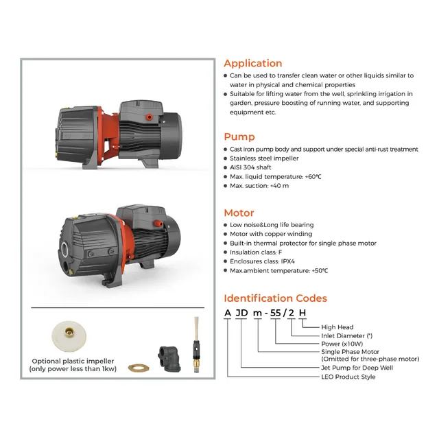 Bomba Inyectora Para Pozo 1.5hp 220v, Leo Ajdm110/4h