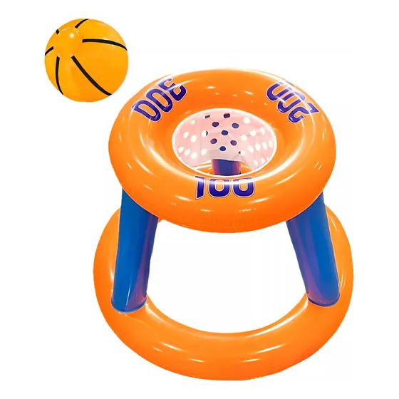 Juego Inflable Aro Basquet Pelota Piscina Niños Pool24k Color Naranja