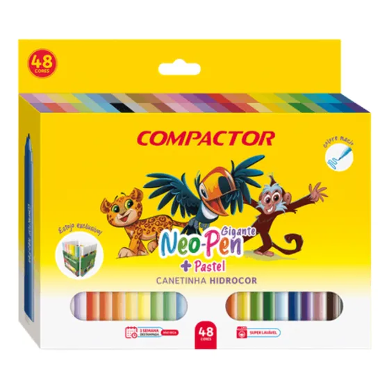Caneta Hidrocor Neopen Gigante Com 36 + Pastel Compactor