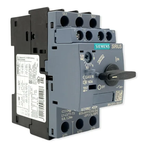 3rv2011-1ka15 Siemens Guardamotor Tamaño S00 9-12.5 Amp