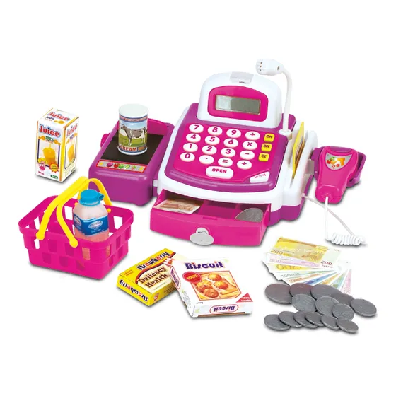 Caja Registradora Juliana Luz Y Sonido Accesorios Micrófono Color Rosa