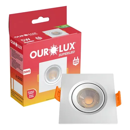 Spot Quadrado Embutir Super Led 5w Branco Quente Ourolux 5603 Cor Branco Quente 3000k Bivolt