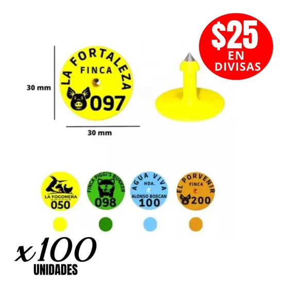 Aretes Personalizados A Laser Cerdos Cabras Ovejos - 100unid