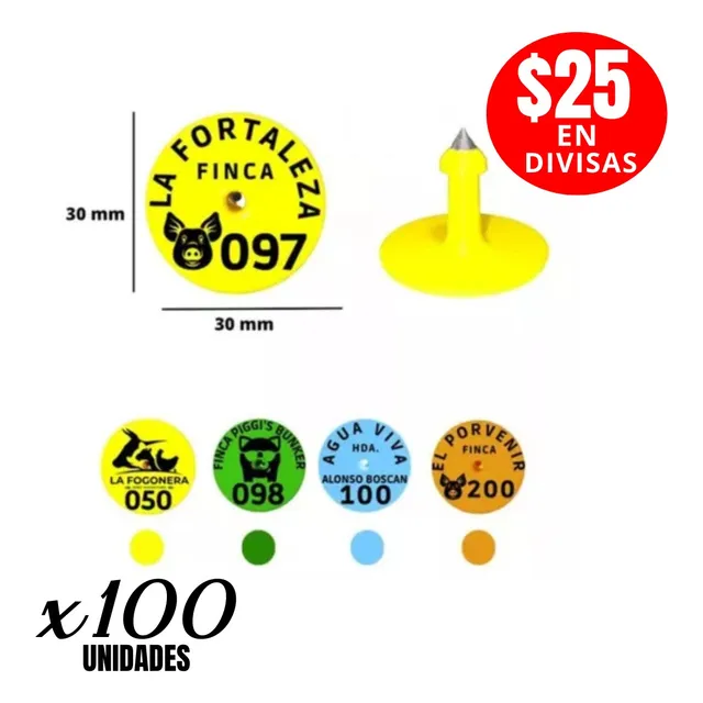Aretes Personalizados A Laser Cerdos Cabras Ovejos - 100unid