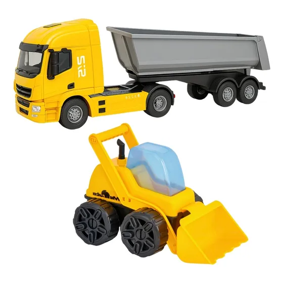 Kit Caminhão Caçamba E Pá Carregadeira Brinquedo Resistente