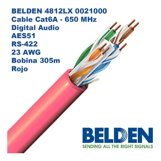 Belden 4812 - Cable Red Cat6a 650 Mhz Rs-422 23awg 305m Rojo
