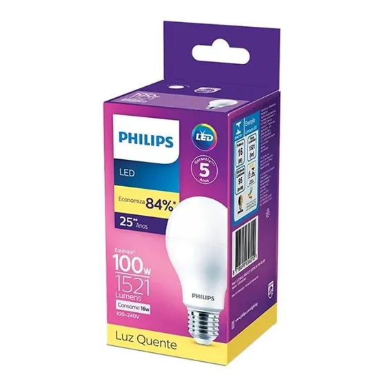 Lâmpada Led Bulbo 16w 1521lm 127/220V Philips Amarela Cor da luz Branco-quente 127/220V