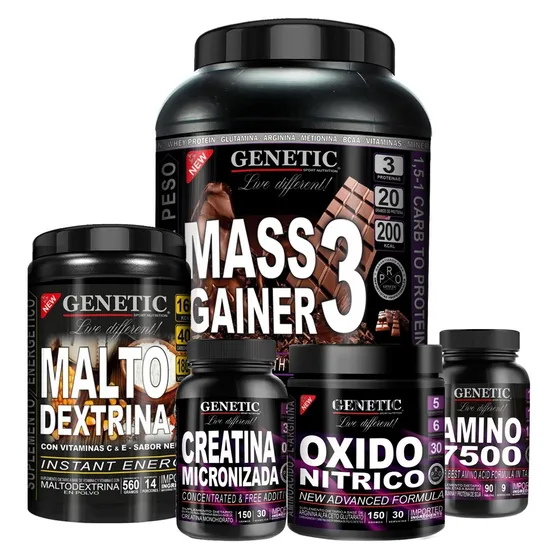 Combo Anabol 5 Gainer Creatina Aminoácidos Genetic