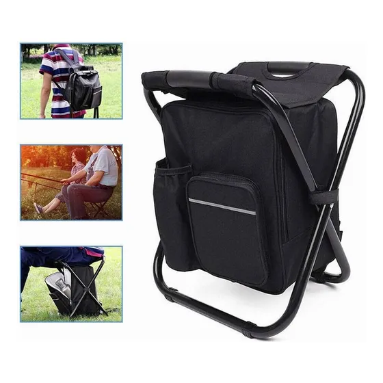 3 En 1 Mochila Hielera Térmica Y Banco Para Viaje Campamento